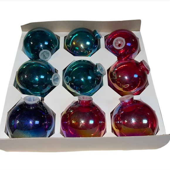 9 Vintage Barcana Festive Lights Shatterproof Bulb Covers Iridescent  80 mm - Picture 3 of 16
